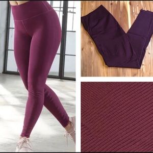 Fabletics SculptKnit Burgundy Ribbed Leggings
